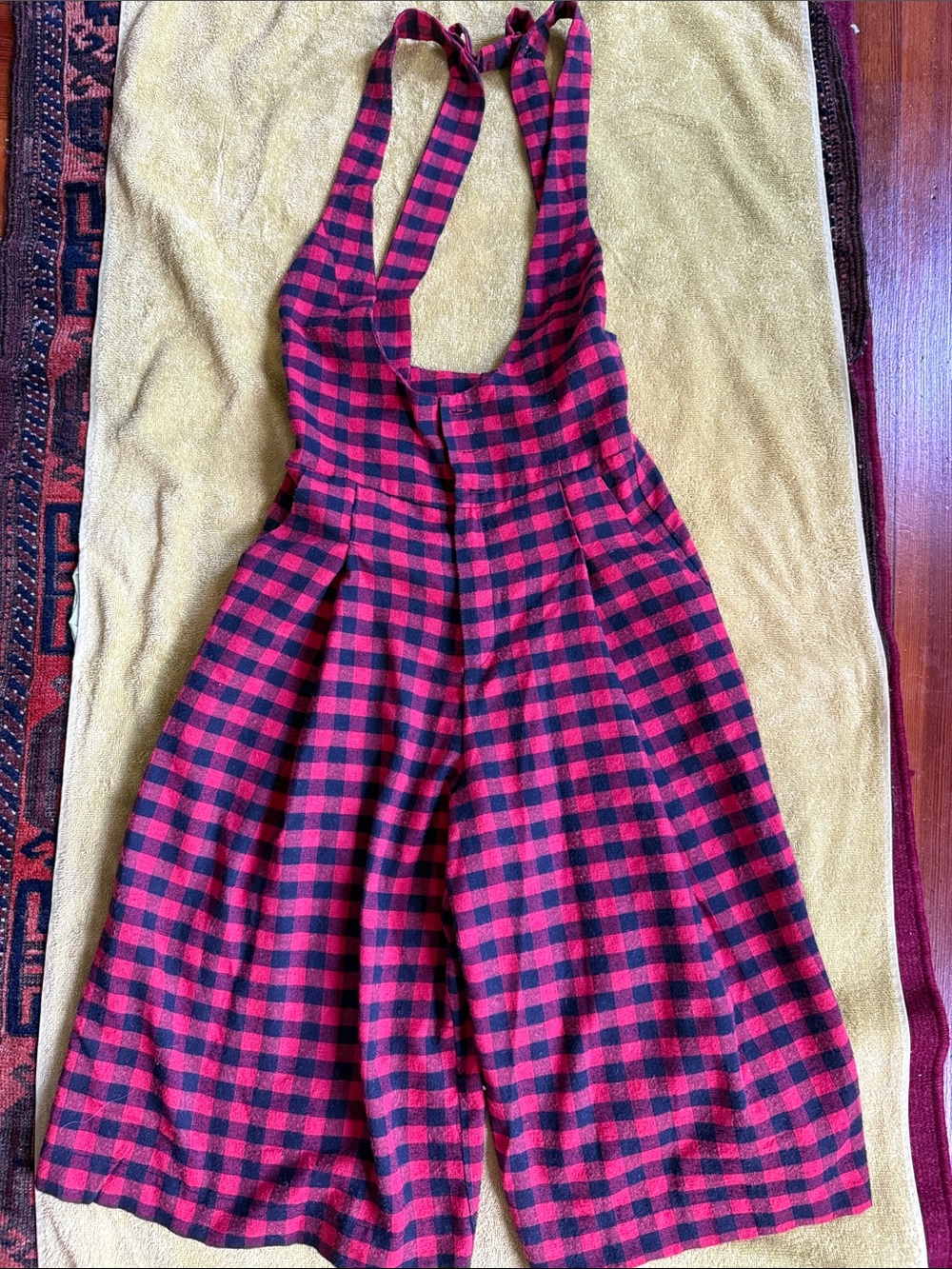 Girls Red and Black Check Halter jumper